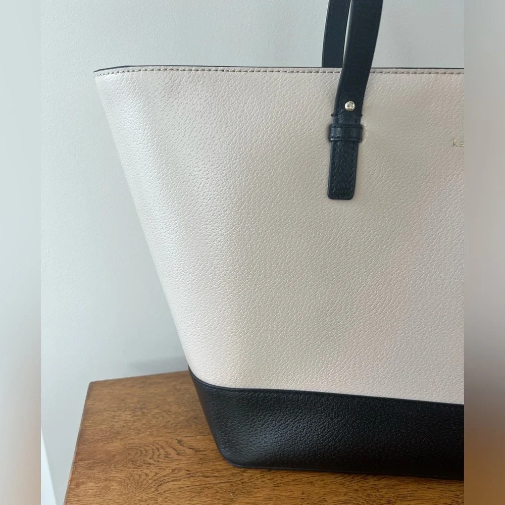 kate spade Tan and Black Two-Tone Leather Tote